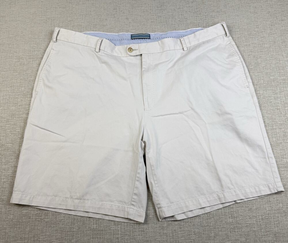 Peter Millar Men’s Size 44 White Pima Cotton Golf Chino Shorts Flat Front